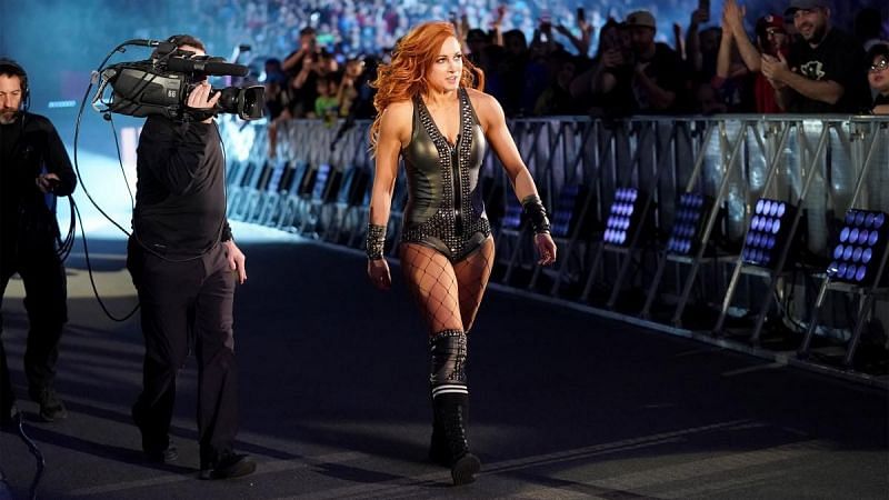 Becky Lynch enters the Women's Royal Rumble match.